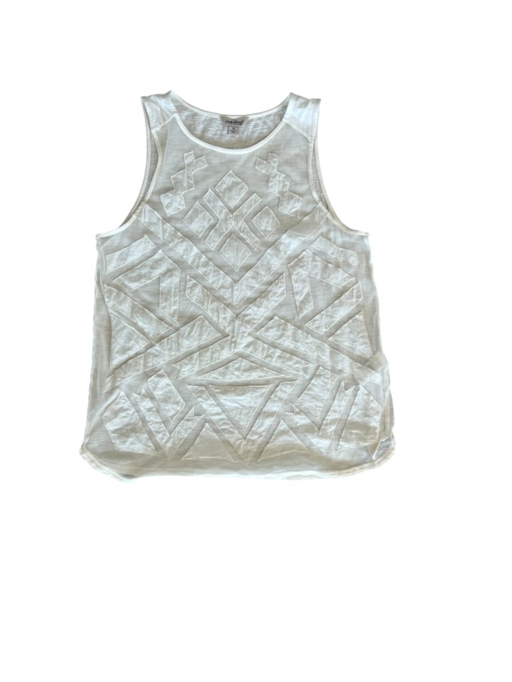 Lucky Brand Cream Geometric Appliqué Tank
